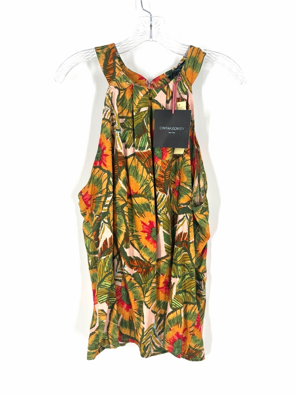 Cynthia Rowley NWT Linen Blend Tropical Floral Halter Sleeveless Top